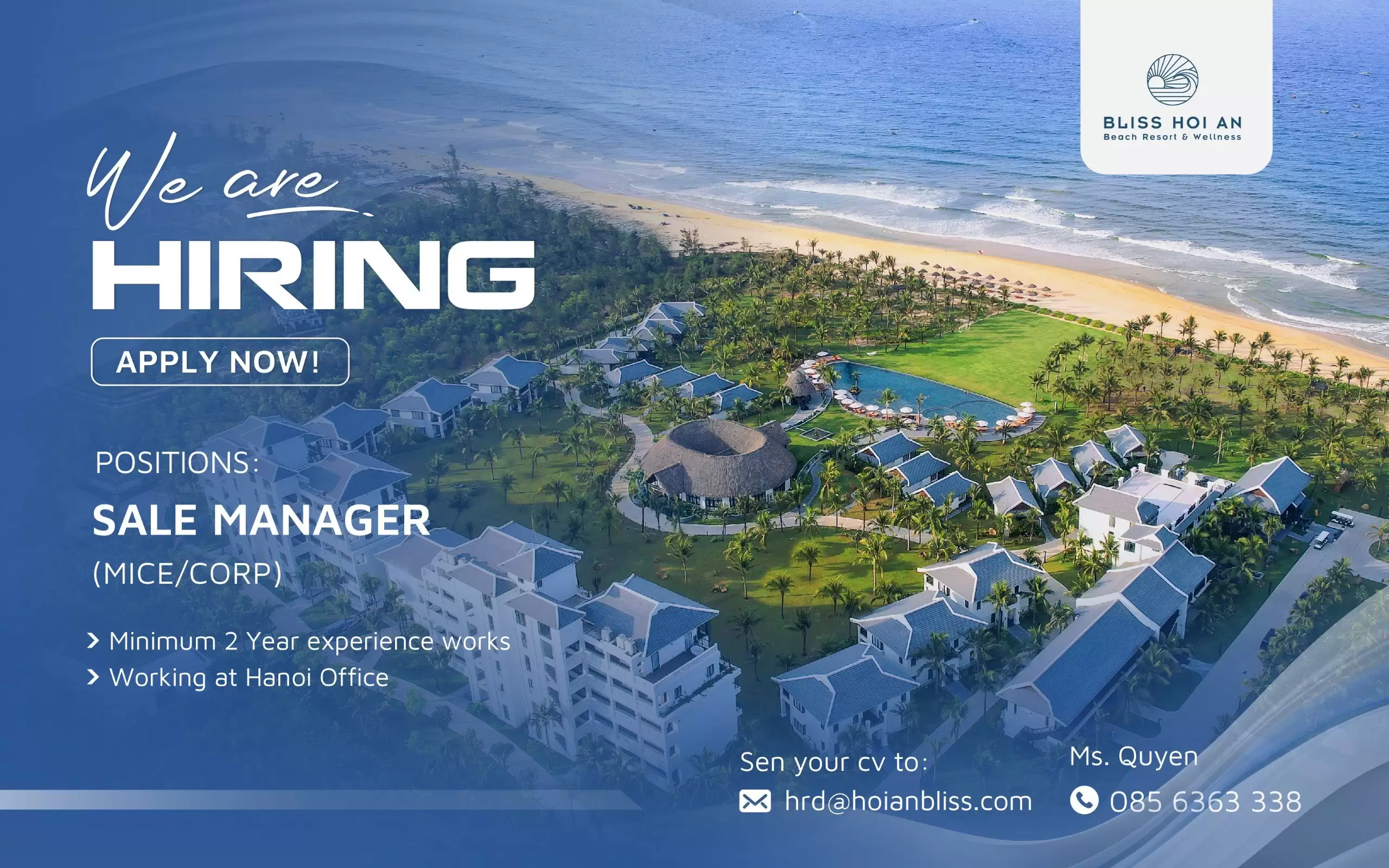 Bliss Hội An Beach Wellness & Resort tuyển dụng Sales Manager (Mice/corp)