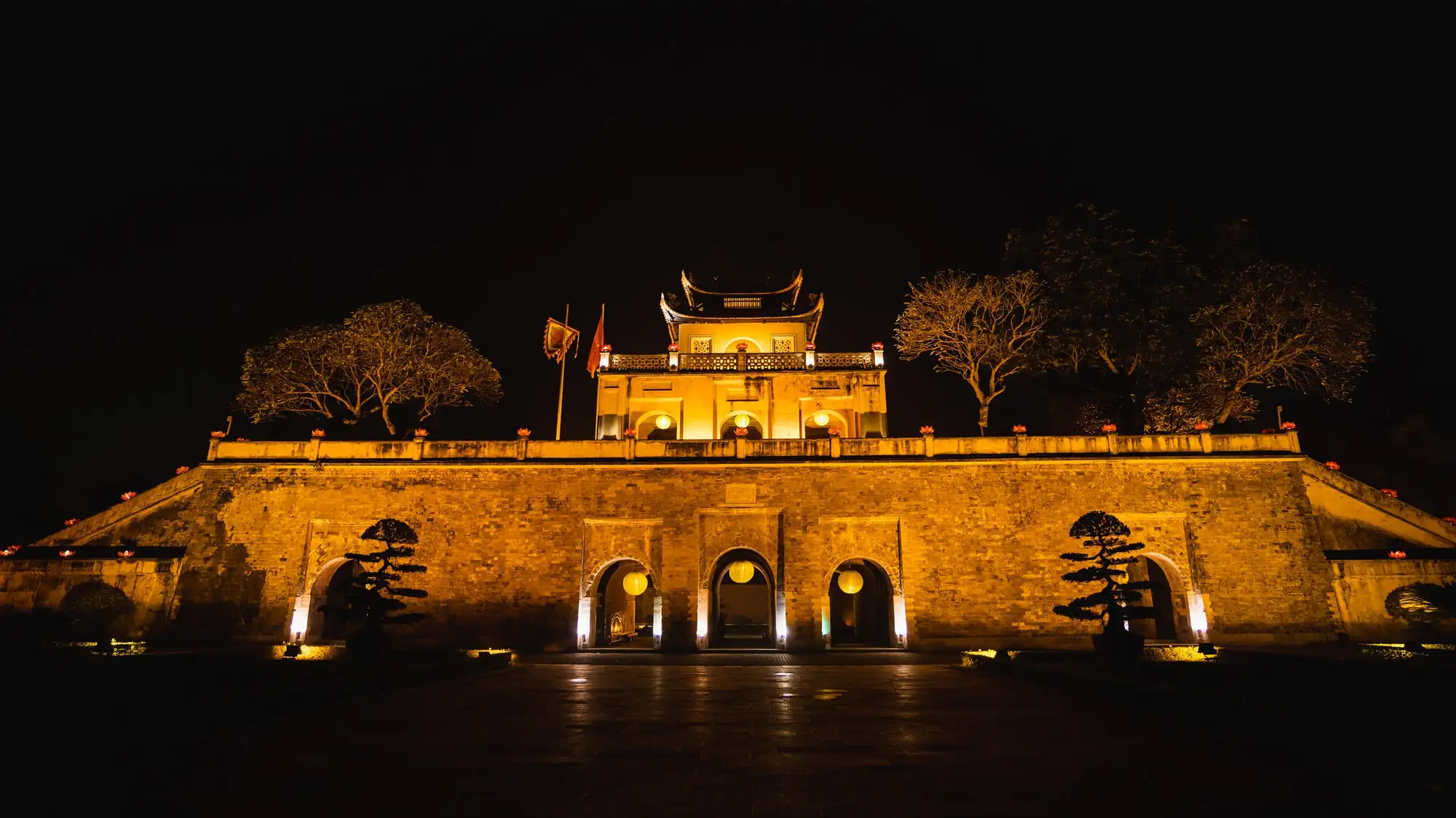 Thang Long Imperial Citadel at night