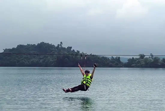 Thrill and excitement as you soar over the waters of Phu Ninh Lake on the zipline 