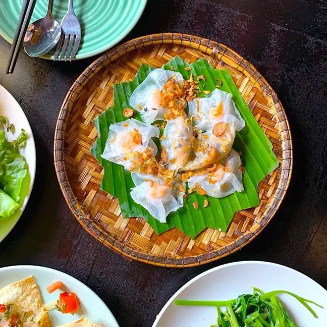 Banh bao banh vac are soft, translucent rice flour dumplings