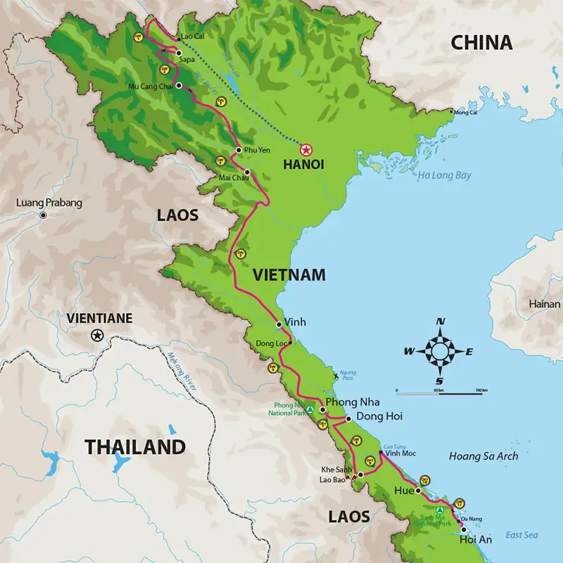The route from Sapa to Hoi An (Source: On The Go tours)