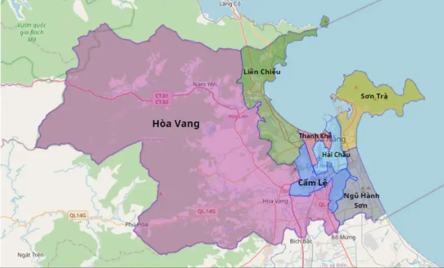 Map of Danang location in Central Vietnam