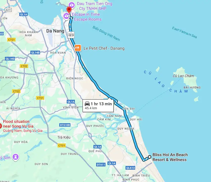 To reach to 3d art in paradise museum from Bliss Hoi An takes about 1 hours by car