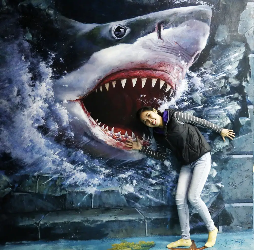 Posing with a giant shark 3D painting (Source: Art in Paradise Da Nang)