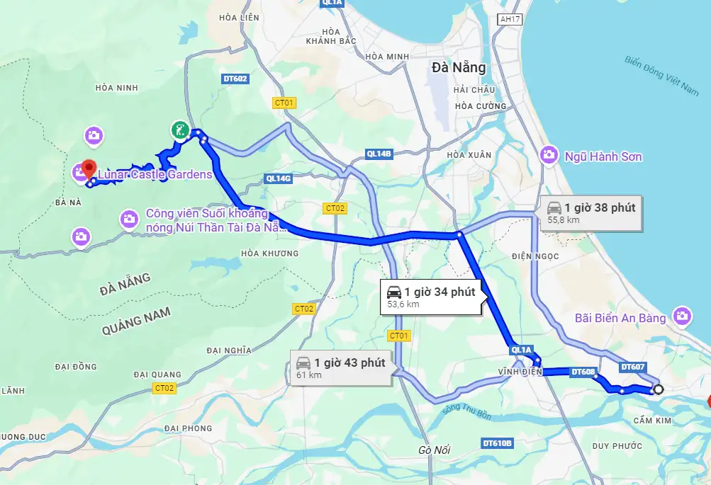 Overview of the journey from Hoi An to Ba Na Hills