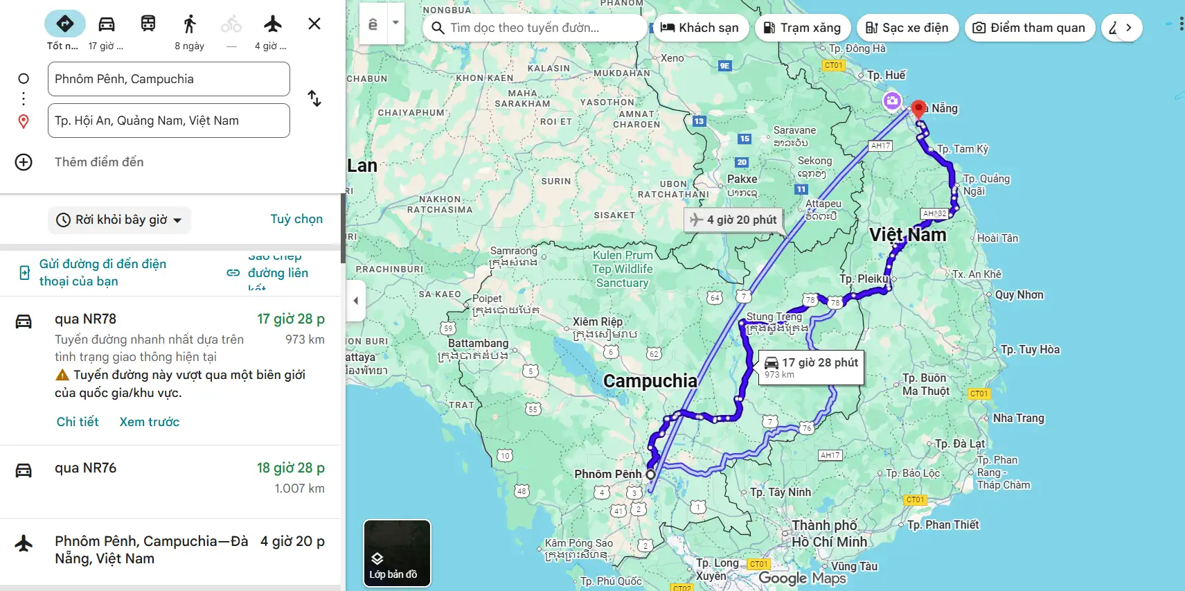 How far is it from Phnom Penh to Hoi An