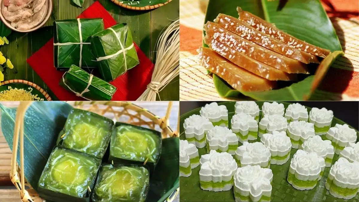 Traditional Tet cakes in Hoi An, including Banh Tet, Banh To, Banh No and Banh In