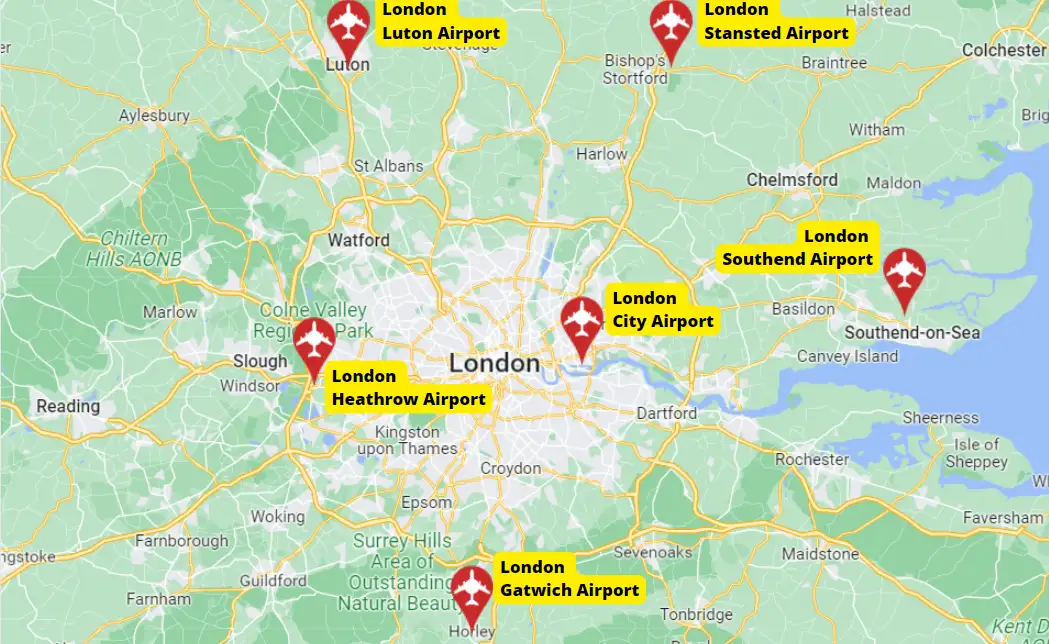 London airports (Source: Map Scratches Travel Blog) London to Hoi An