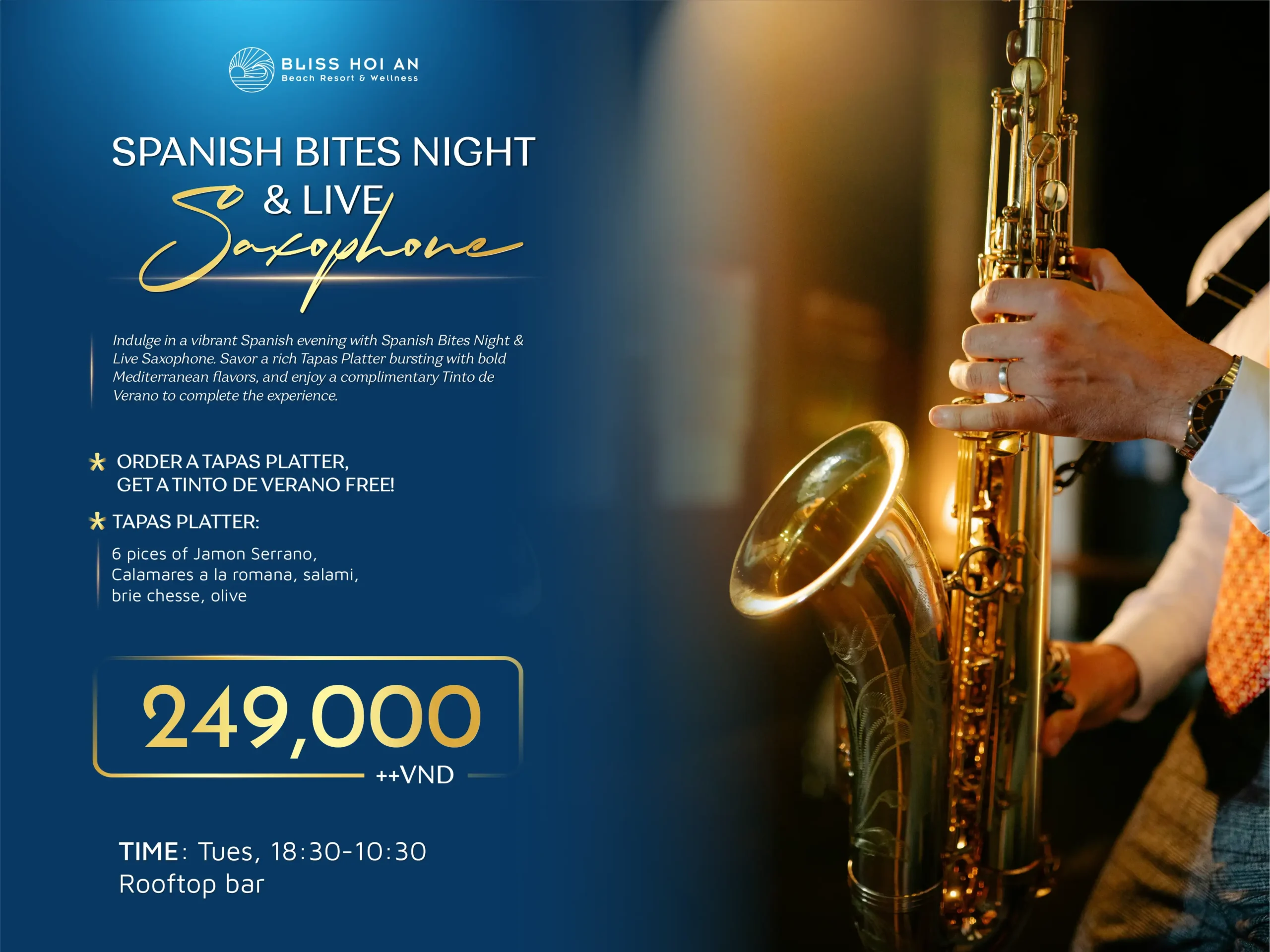 SPANISH BITES NIGHT & LIVE SAXOPHONE