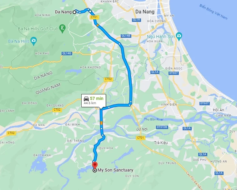 How far is it from Danang to My Son Sanctuary?