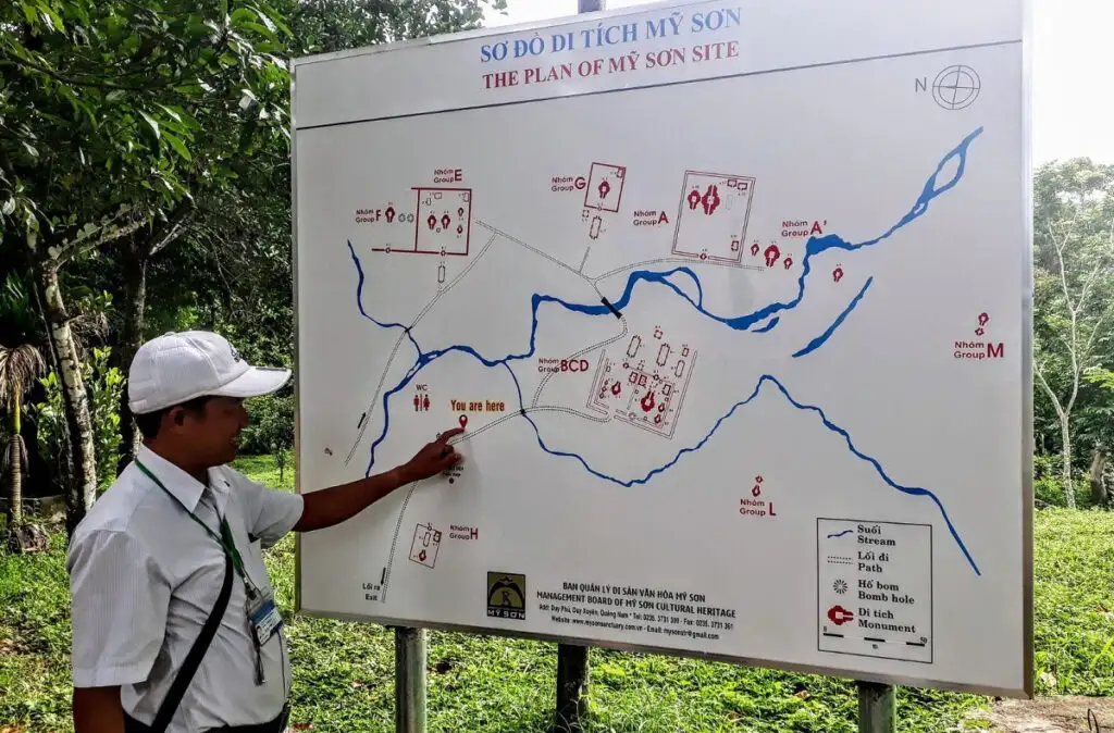 The plan of My Son Sanctuary relics (Source: Central Vietnam Guide)