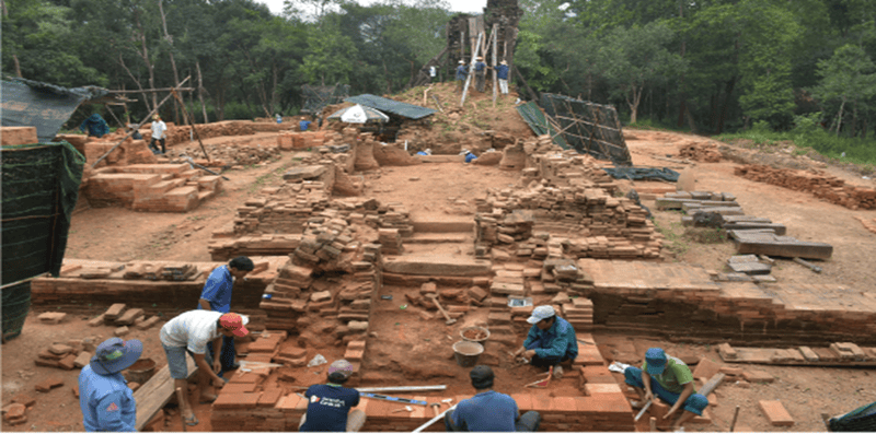 Since 2017, the Government of India has funded and supported restoration work on temple groups E and F. The project has focused on stabilizing foundations, repairing damaged brick walls, and conserving original materials (Source: Vivekananda International Foundation)
