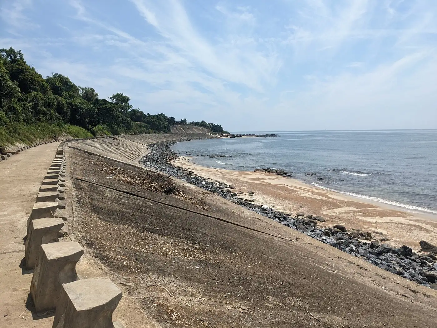 A peaceful coastal landscape after the tunnels