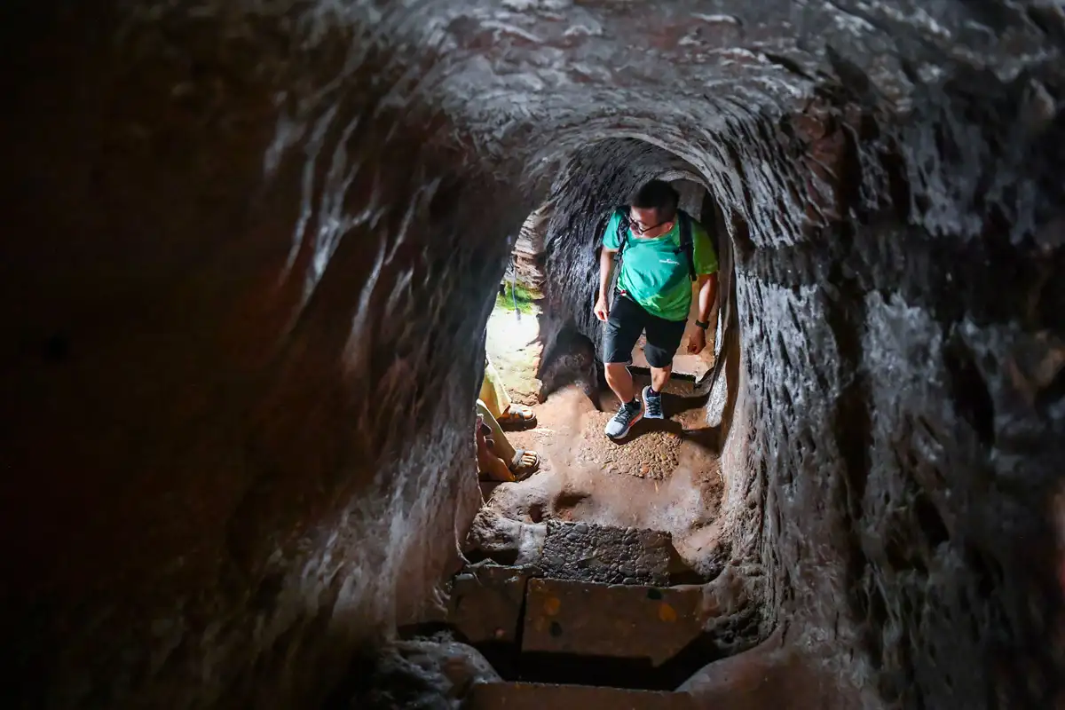 Narrow passages and confined spaces so visitors need to bend down