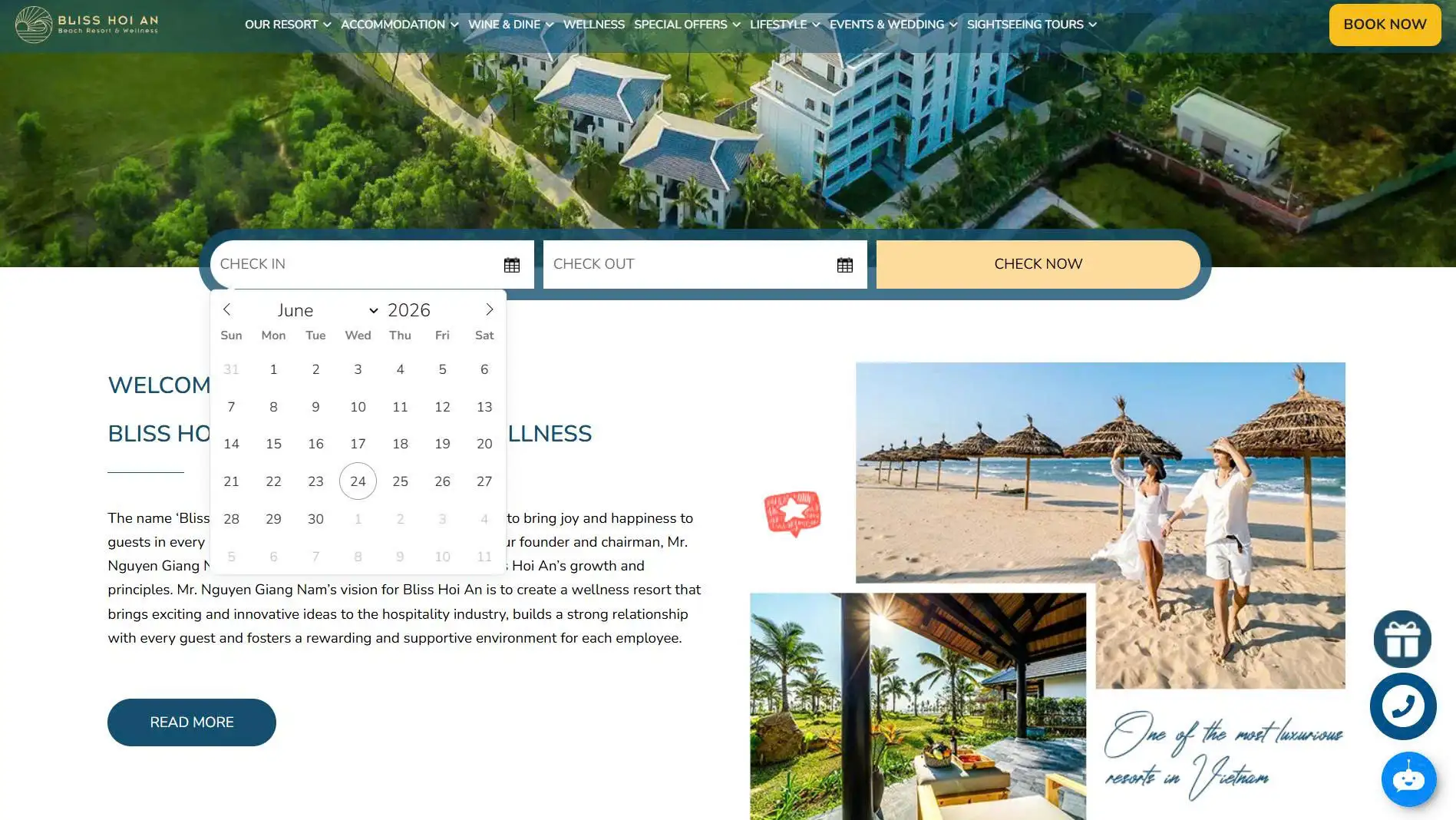  Select your check-in and check-out dates, then click “Check Now” to check availability
