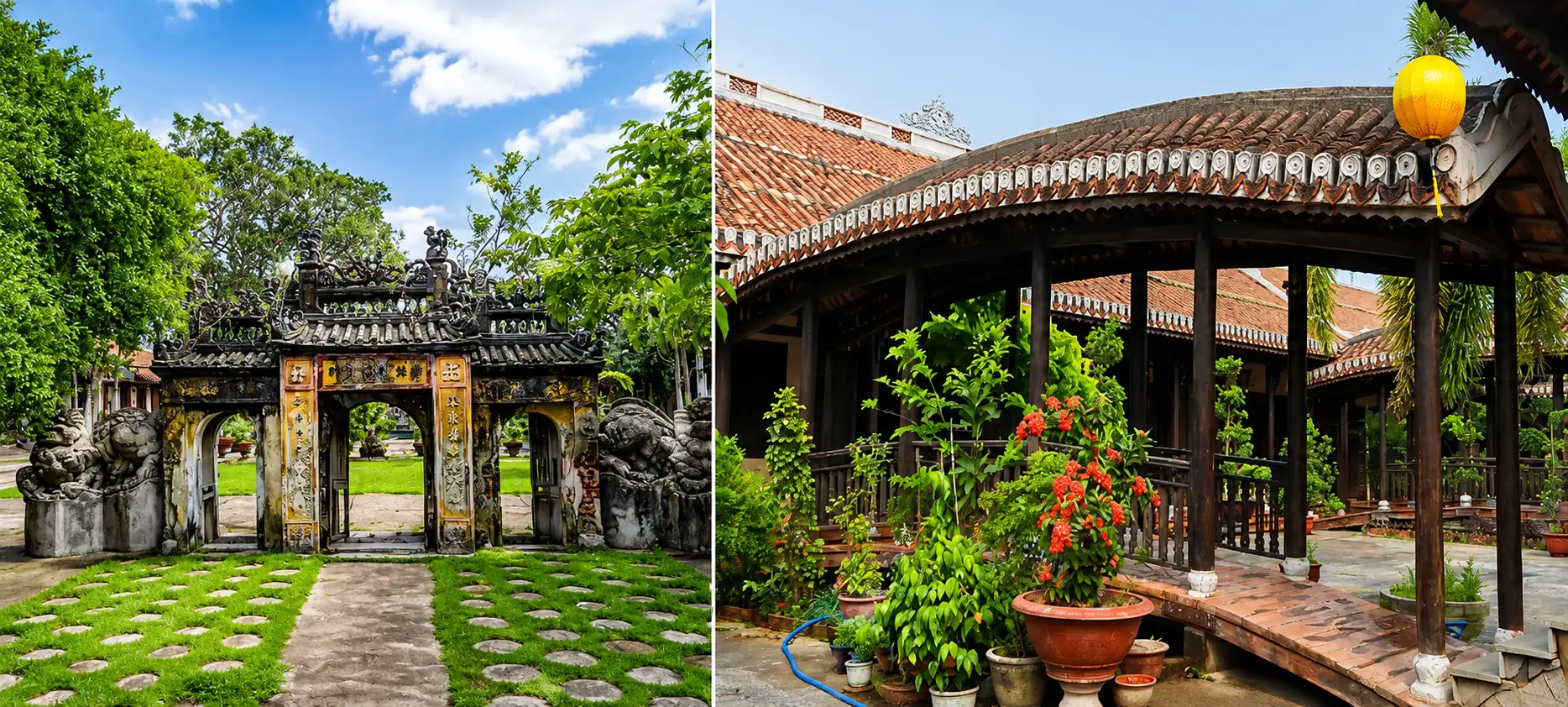 The central axis of Chuc Thanh Pagoda leads from its quiet courtyard towards the principal worship halls (Soure: Bao Da Nang)