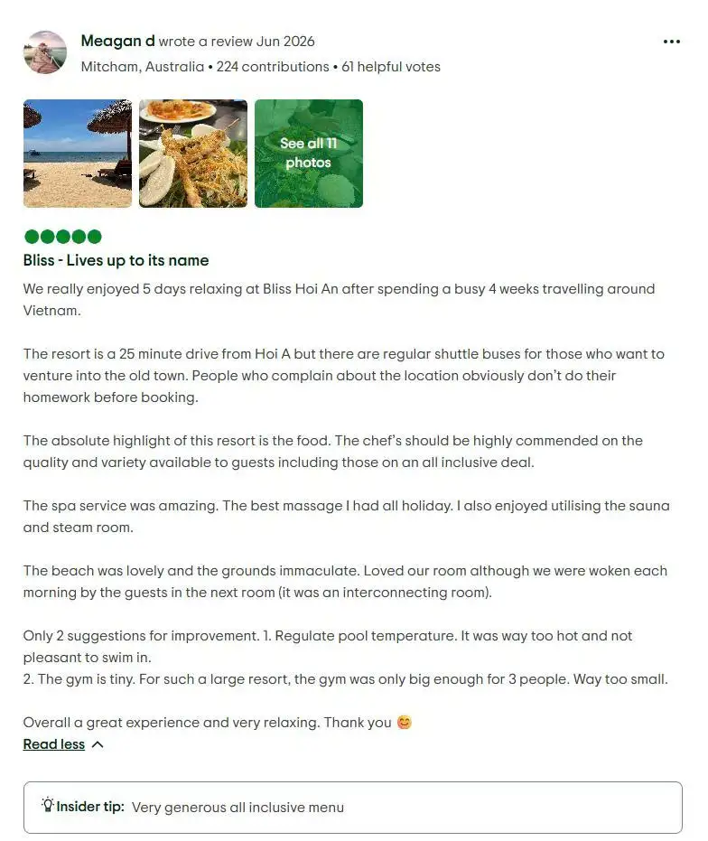 Past guests have specifically called out the spa's massages as excellent and worth trying