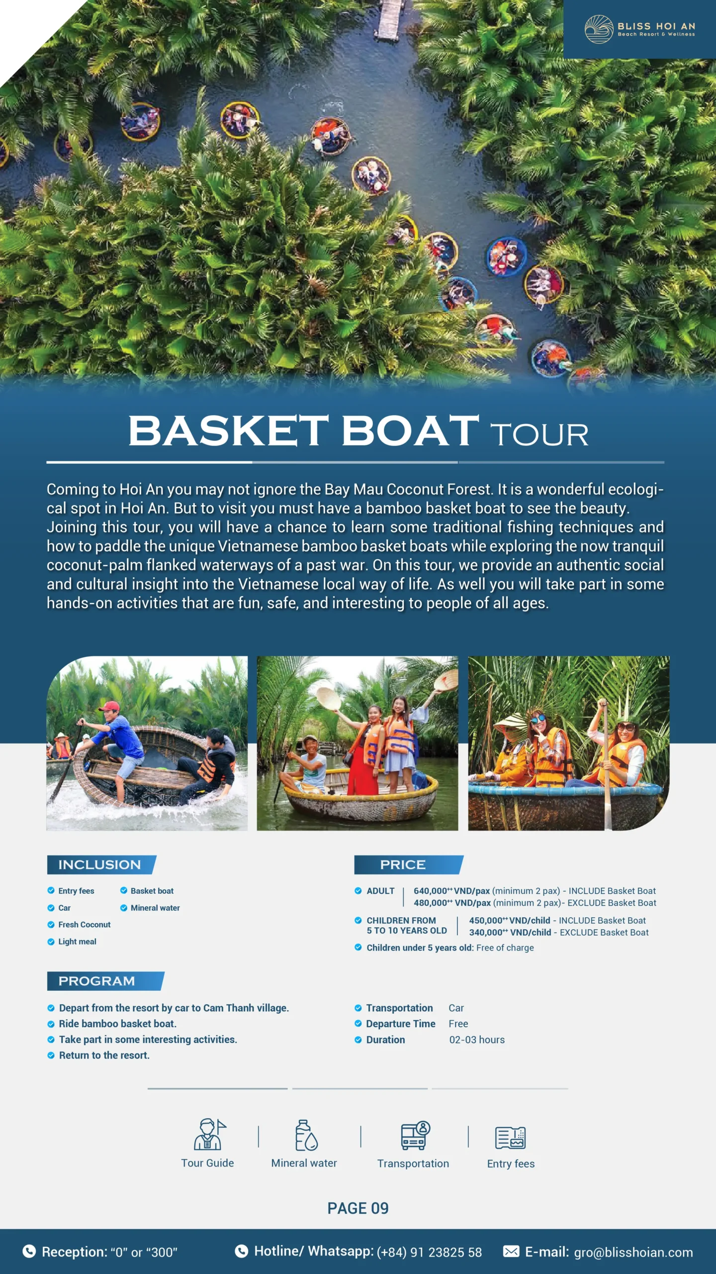 Bliss Hoi An Resort - Thuyen Thung Rung Dua Tour