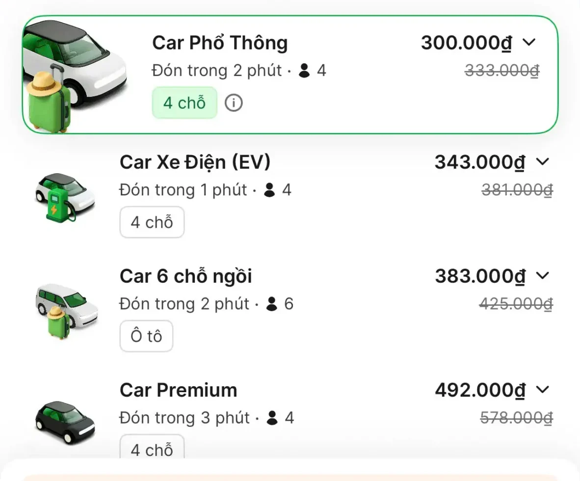 Some drivers will choose Grab's premium service, such as GrabCar Plus or another higher-tier option to make you pay more than normally booking