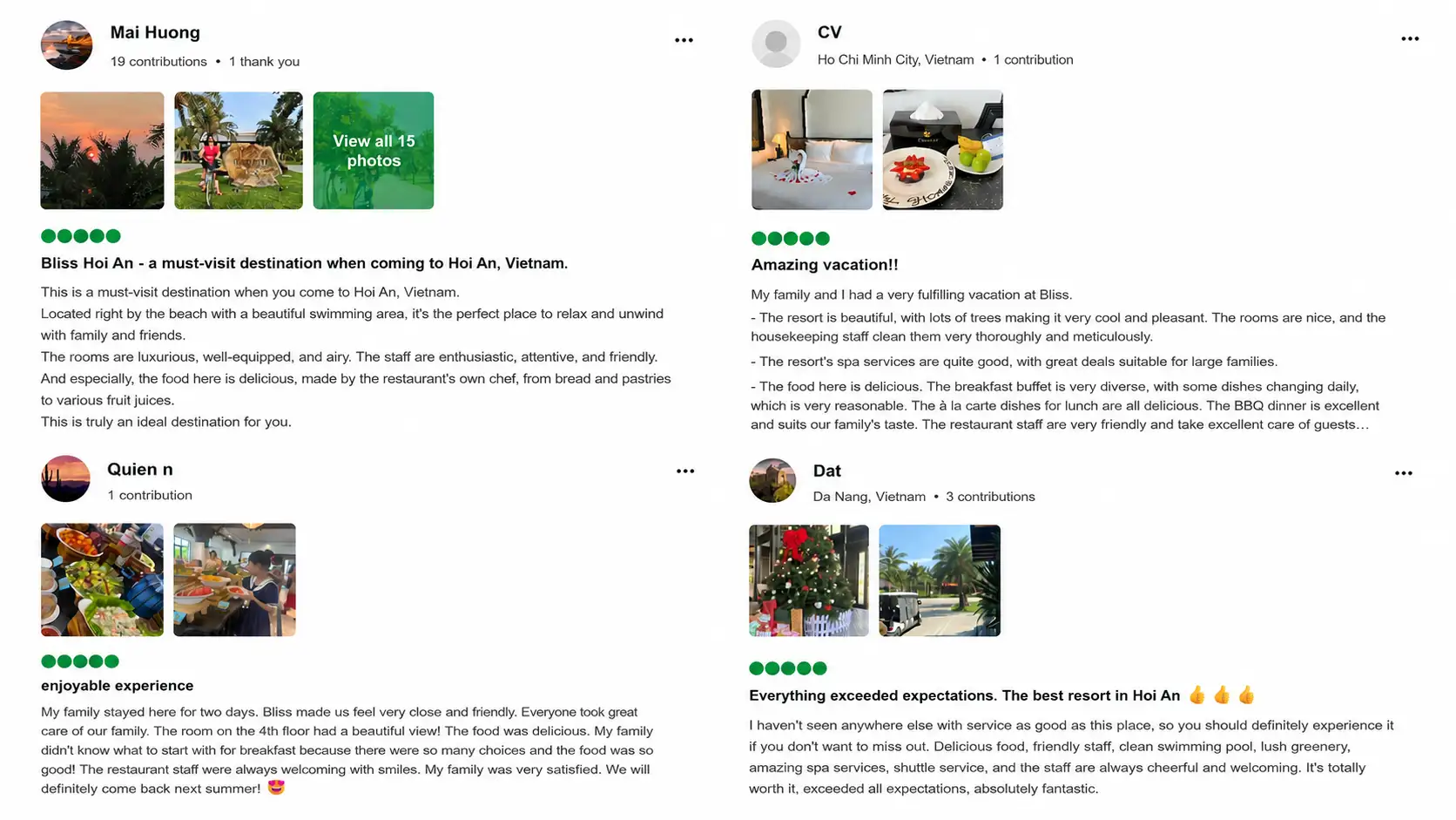 Guest reviews of the food and seafood buffet experience at Bliss Hoi An