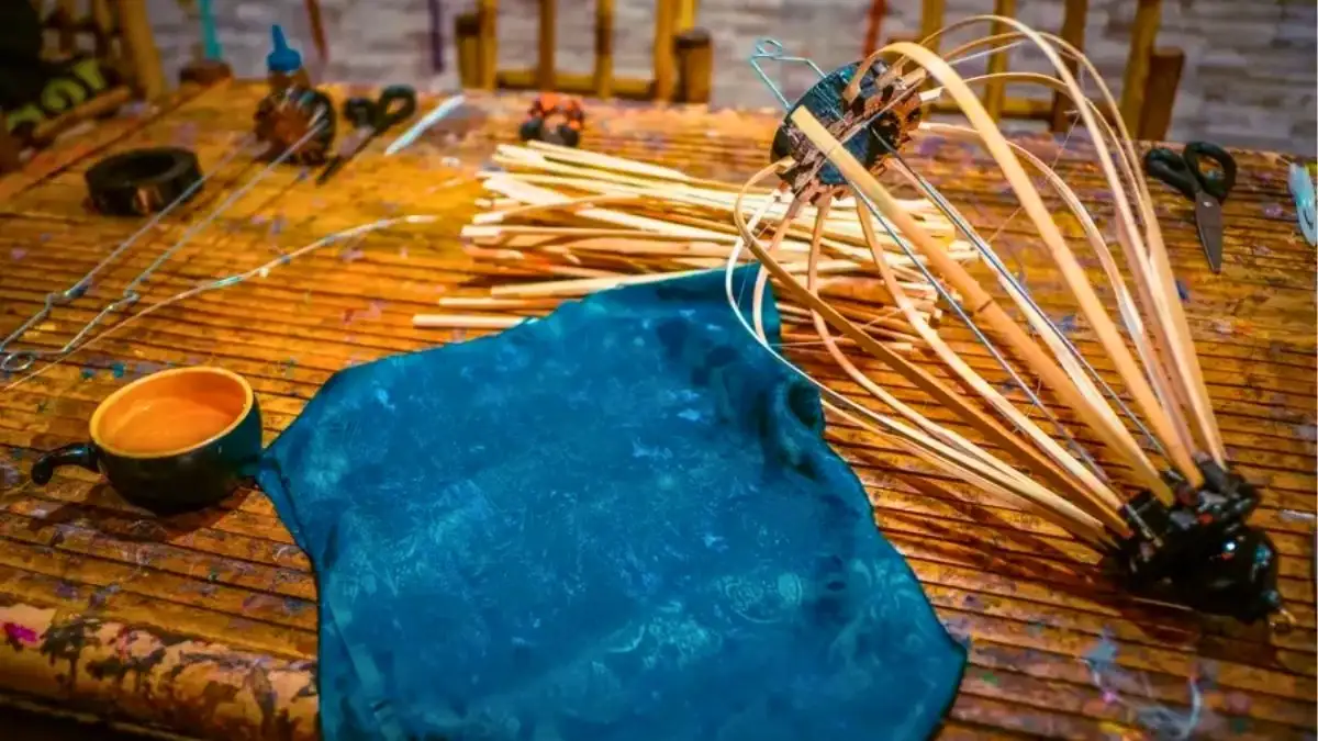 The basic materials used to make a traditional lantern during creative team building activities (source: Adventures with NieNie)