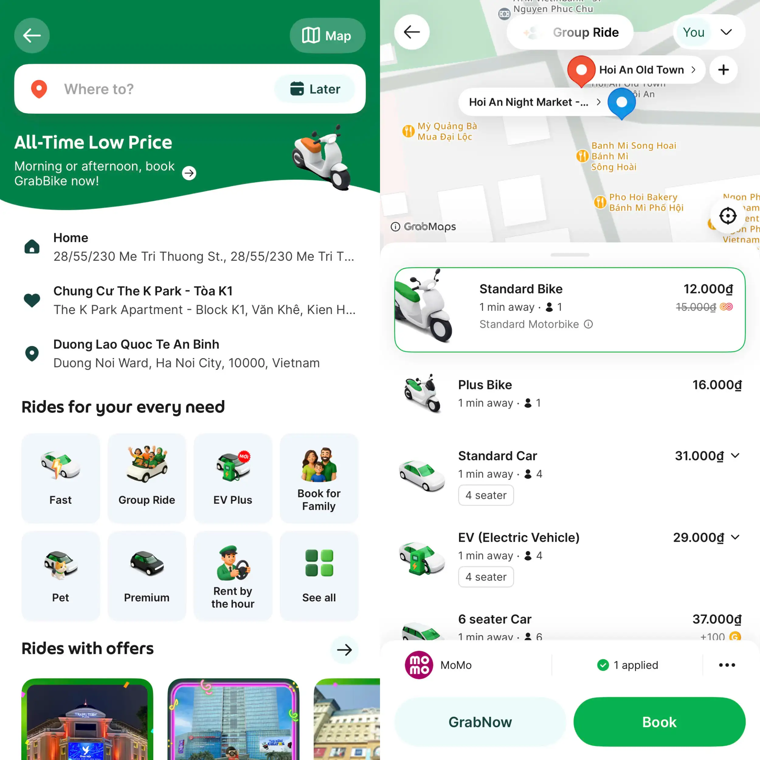 Grab is one of the easiest ways to get around Hoi An when the destination is too far to walk