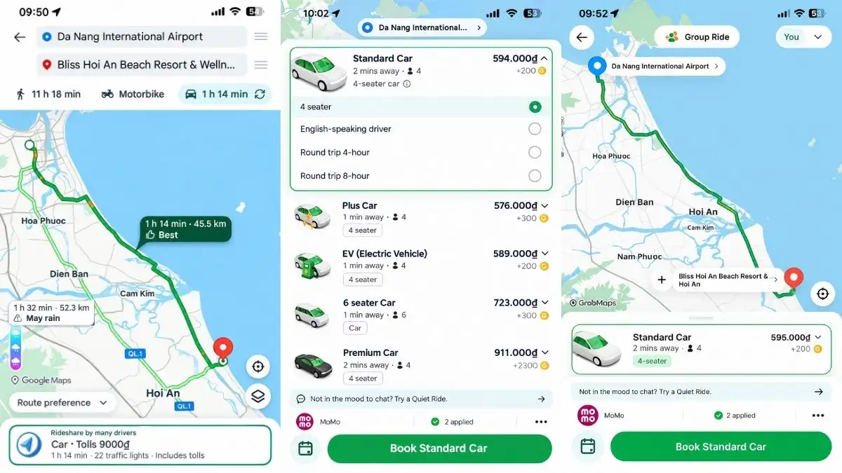 Booking a Grab from Da Nang Airport to Hoi An is straightforward once you have the app set up
