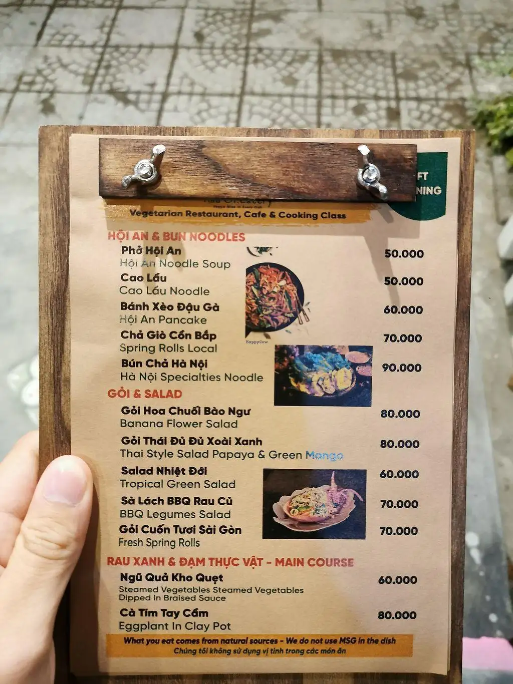 Check the menu/prices before ordering (Source: happycow.net)