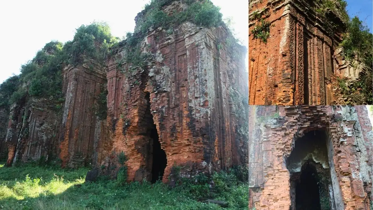 The structure is built almost entirely of tightly stacked bricks, leaving barely enough space for one person to enter and perform a ritual
