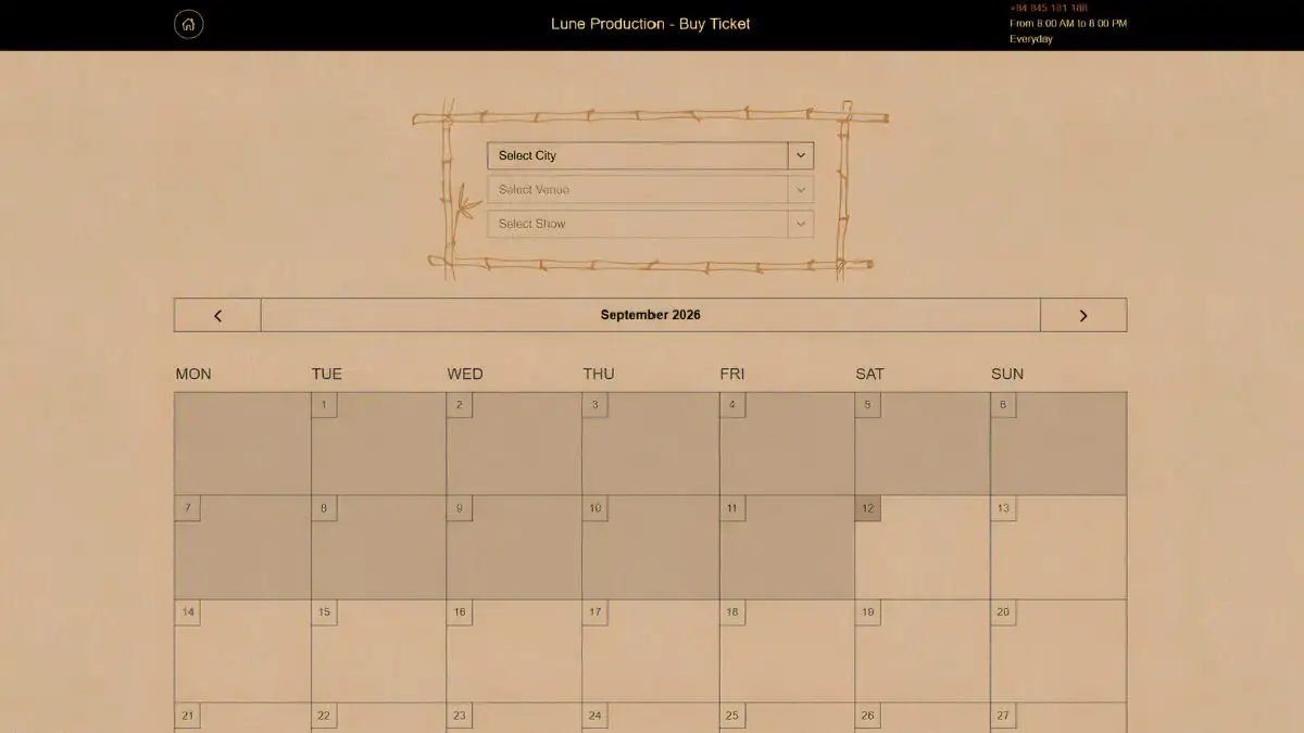 The most reliable route is booking directly through Lune Production's official website or box office