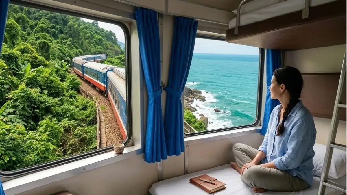 Passengers enjoying scenic views from a daytime train window in Vietnam (Source: Vietnamese Train)