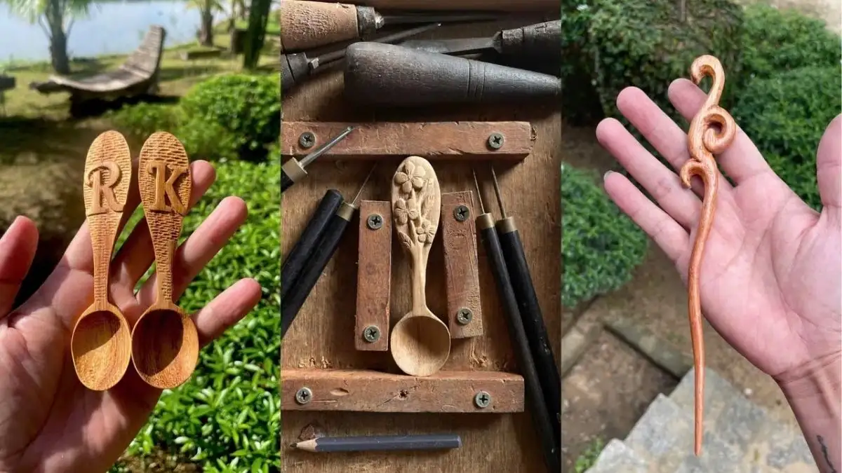 A small wooden statue carving is available for an additional 300,000 VND, with closer guidance from the artist (Source: Wood Art Vietnam)