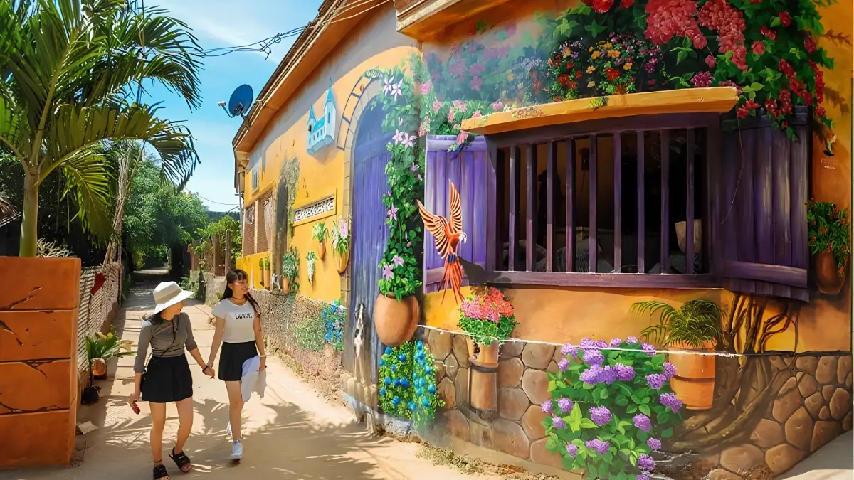 Colorful murals on houses at Tam Thanh Mural Village near Tam Ky (Source: Bao Da Nang)