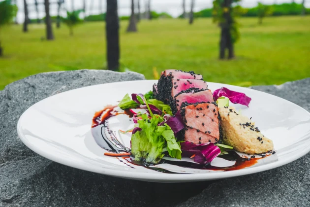 Buffet Dinner With Live Music Pan-fried Medium Tuna Steak at Bliss Hoian